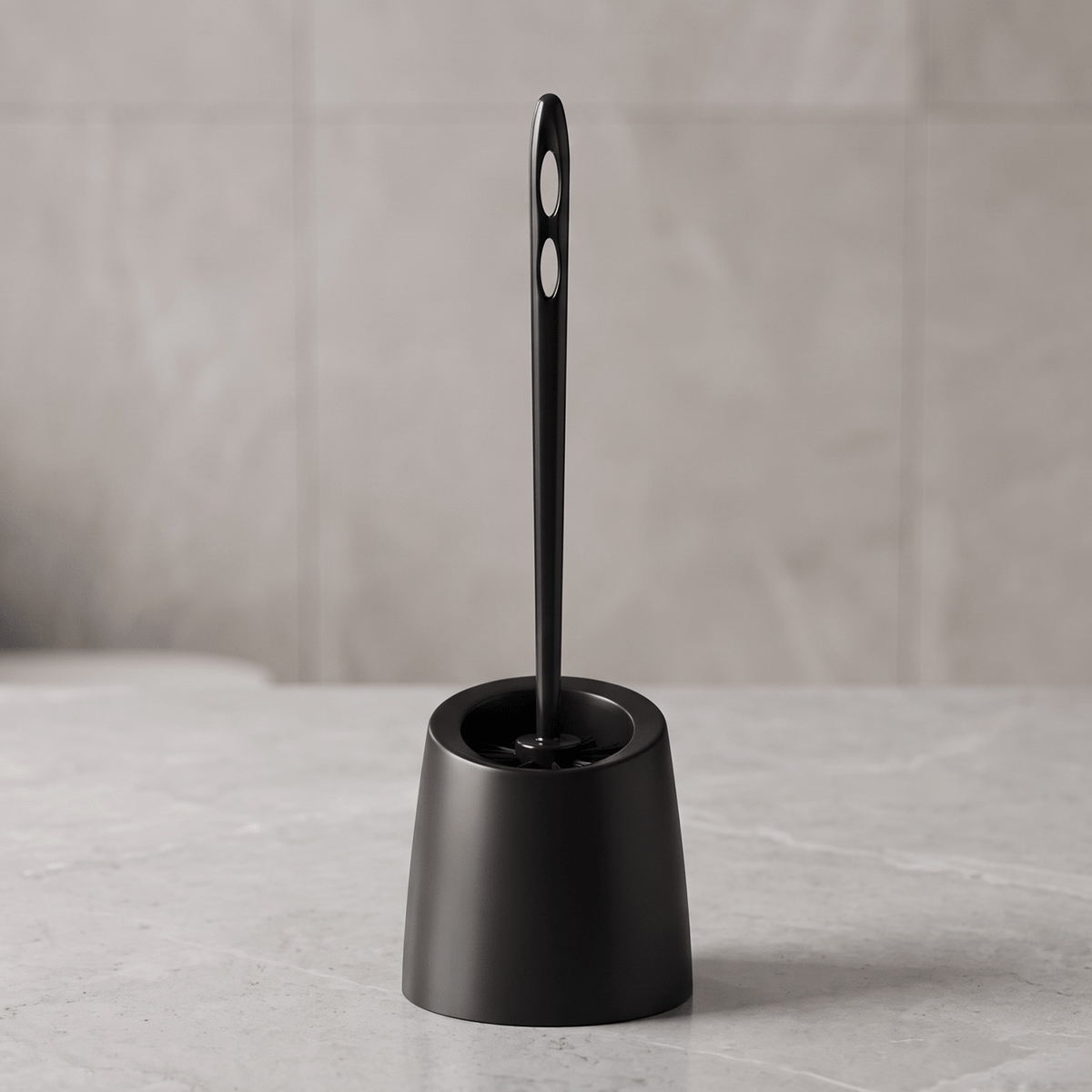 Escobillero de Baño WC, Escobillero Negro de Limpieza para Inodoro con Base, Elimina Suciedad y Manchas Fácilmente en Segundos, Plástico Duradero y Resistente al Desgaste Diario, Mango Cómodo y Seguro, Estilo Moderno