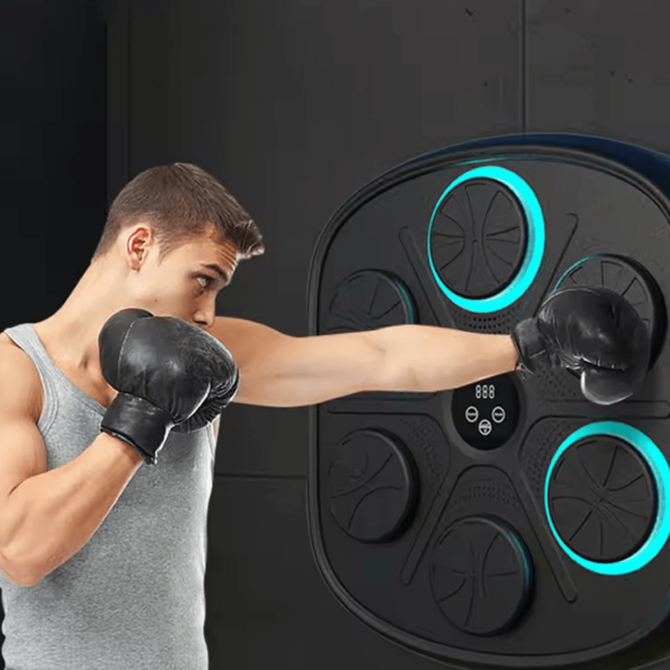 Tablero de Boxeo Electrónico, Máquina de Boxeo Musical con 9 Velocidades / Modos, Incluye Guantes, Zona de Golpeo Blanda y Flexible, Resistente a los Golpes, Velocidad Ajustable, Perfecto para Ejercicio en Interiores, Fácil Instalación y sin Taladros
