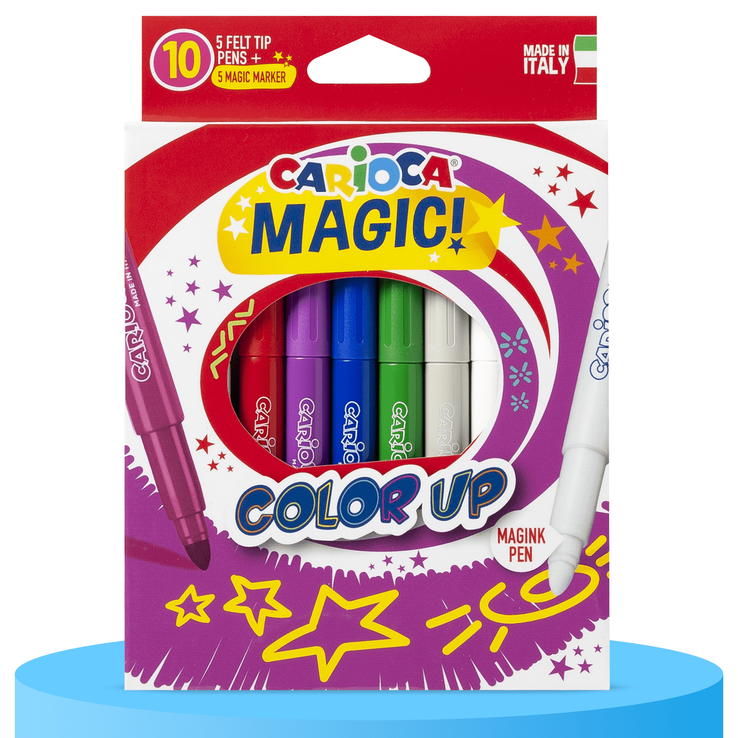 CARIOCA Rotuladores de Colores Magicos, Rotulador Blanco para Cambiar el Color, Paquete de 10 Rotuladores