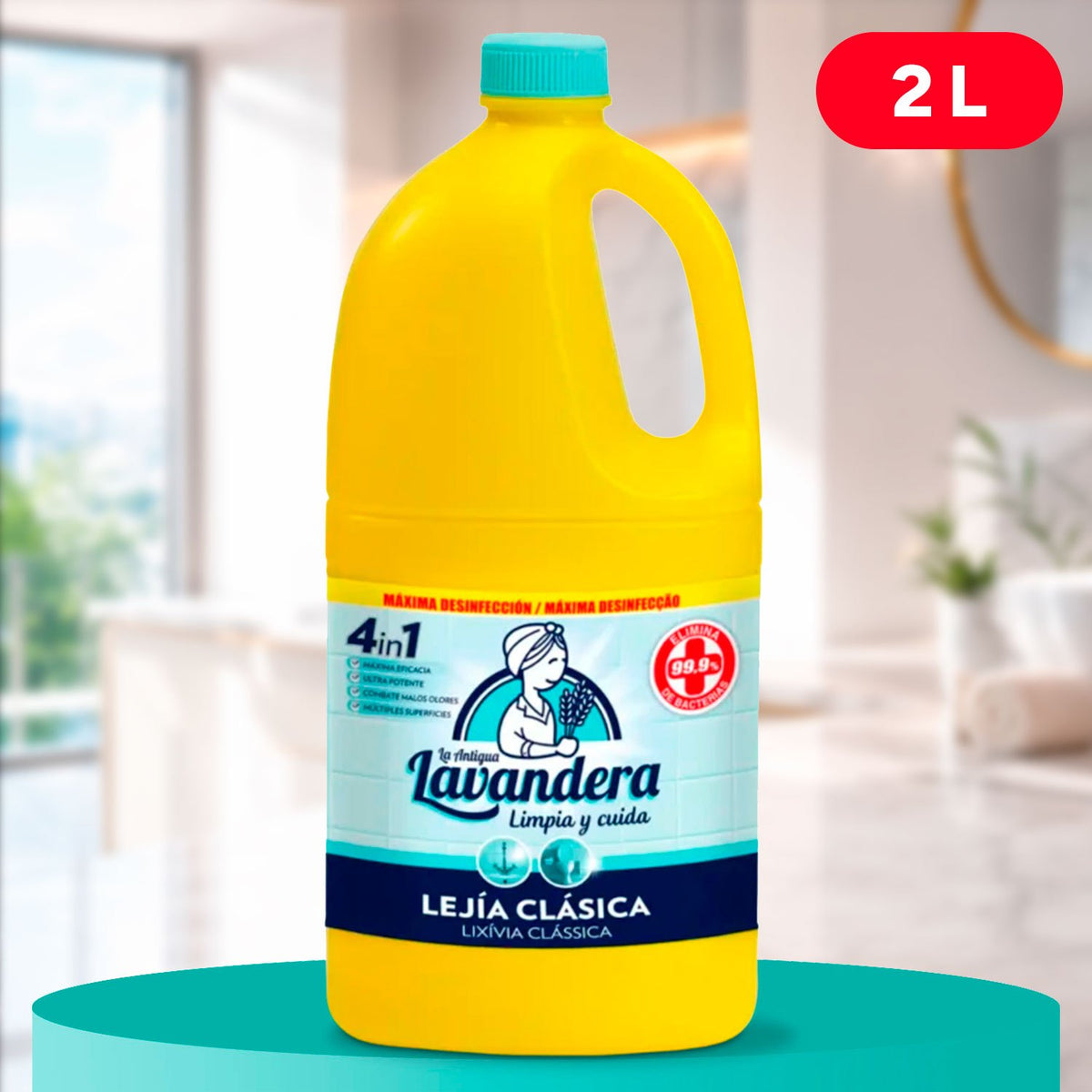 La Antigua Lavandera Lejía Clásica, para Limpieza de Múltiples Superficies, 2 L