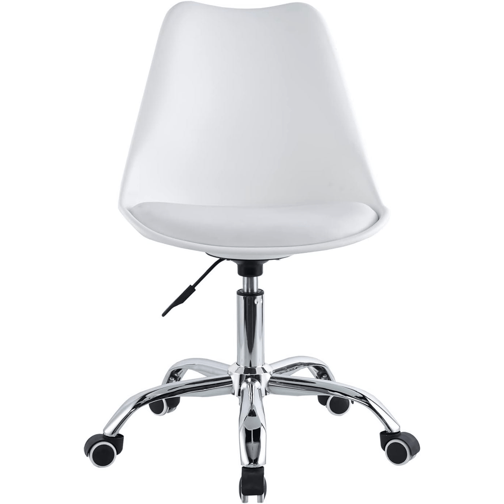 Silla Escritorio Ergonómica con Ruedas, Silla Oficina Giratoria con Altura Ajustable, Acolchada, Estilo Nórdico, Ideal para Estudio y Oficina