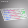 Mars Gaming MK023, Teclado Gaming TKL, Tecnología Híbrida H-Mech, Iluminación FRGB Rainbow, Anti-ghosting, Compatibilidad Universal, Blanco, Idioma Francés