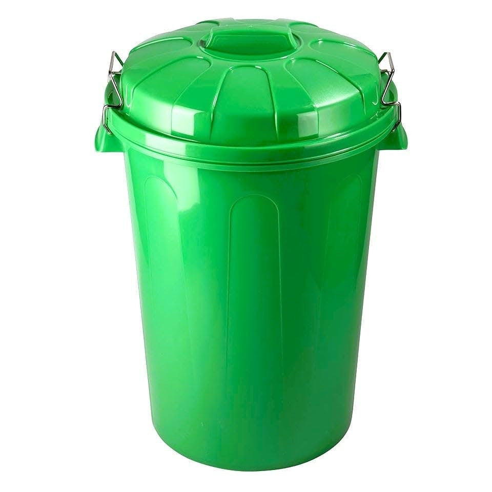 Cubo Basura 100 Litros de capacidad con Tapa. Fabricado en Plastico Resistente, Ideal para Almacenaje de Basura para el Hogar, Oficina o Industria