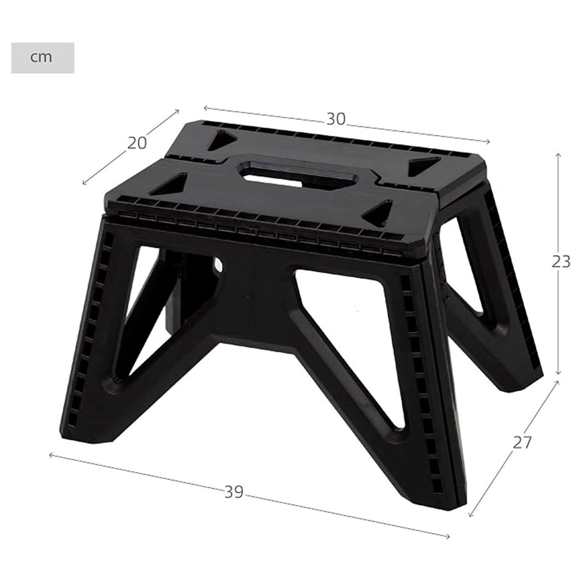 AKTIVE Taburete Plegable Multiusos Portátil con Diseño Antideslizante y Estructura Resistente para Hogar, Cocina y Camping, Soporta Hasta 150kg, 39 x 27 x 23 cm, Negro