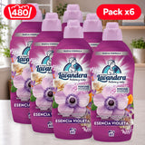 La Antigua Lavandera Suavizante para Ropa, Aroma Esencia Violeta, Pack de 6 Botellas de 1.76 L Cada Una, 10.56 L en Total, 480 Lavados