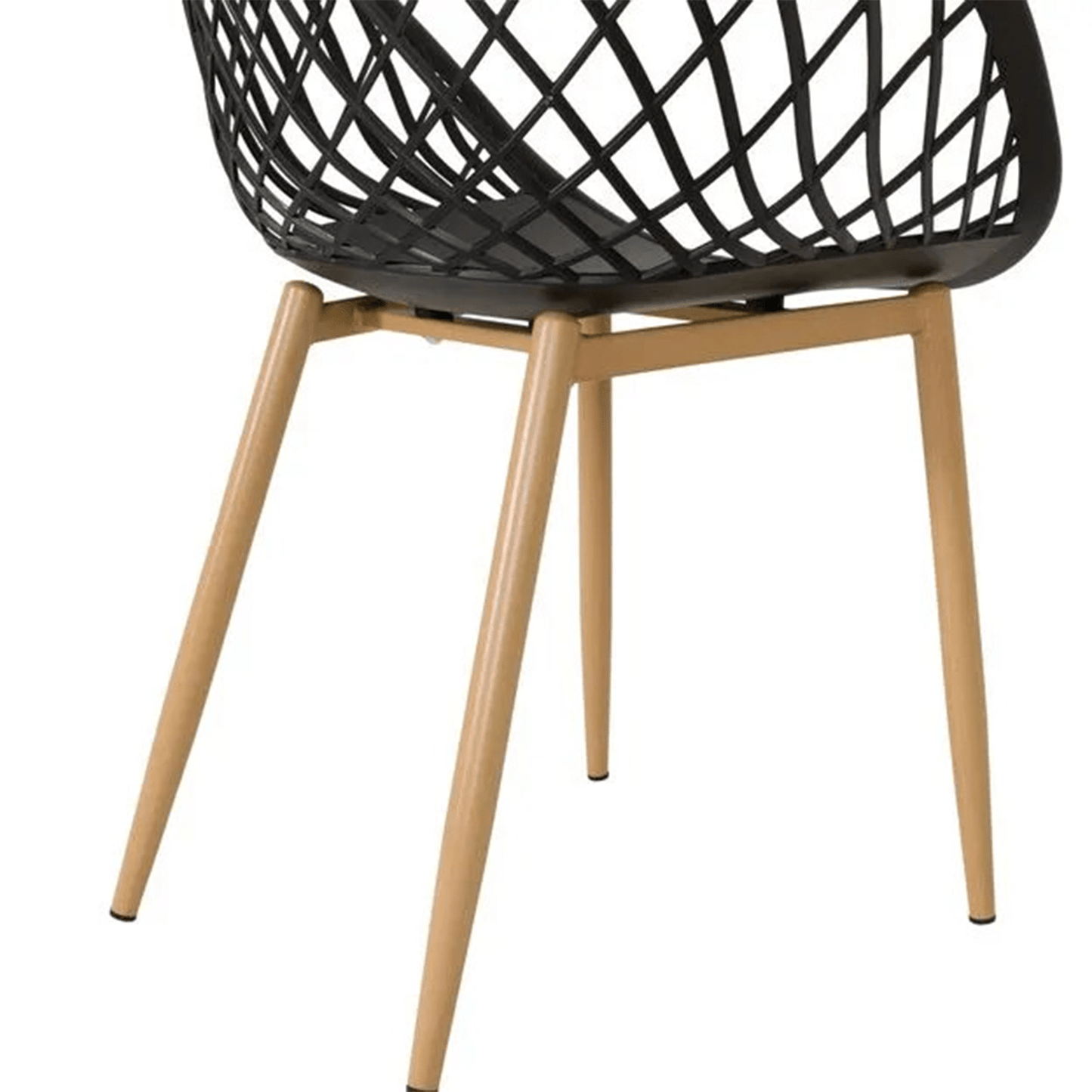 Sillas para Comedor, Sillas para Cocina con Asiento de Polipropileno Ultra Resistente con Diseño tipo Rejilla, Estructura y Patas Metálicas de Color Caqui, 56 x 56 x 80 cm, Negro