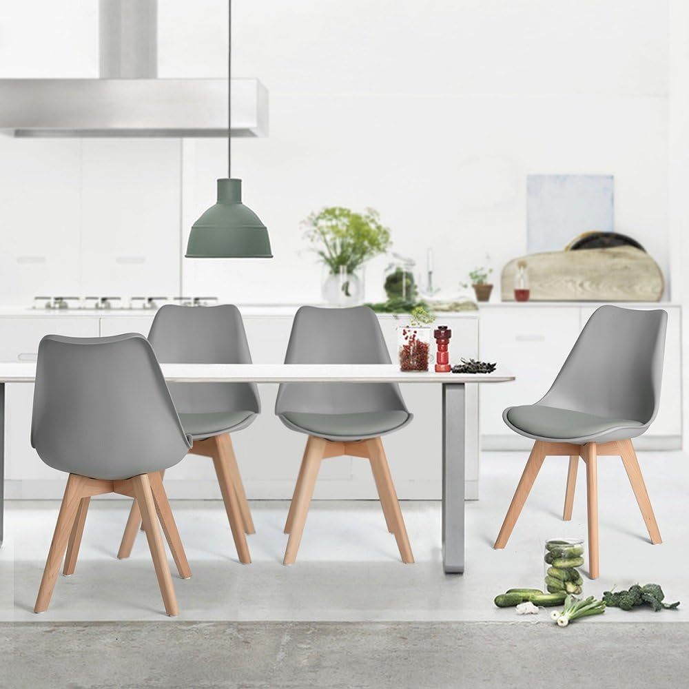 1/2/4/6 Unidad Sillas para Comedor, Sillas para Cocina con Asiento Blando, Tapizado y Patas Resistentes de Madera de Haya, Sillas Nórdicas