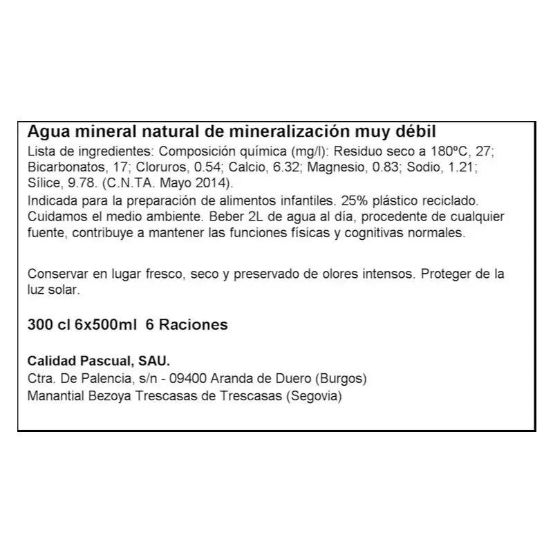 BEZOYA 24 Botellas 50cl (0,5L) de Agua Mineral Natural de Mineralización Muy Débil, para Sala de Reuniones, Oficina y Despensa