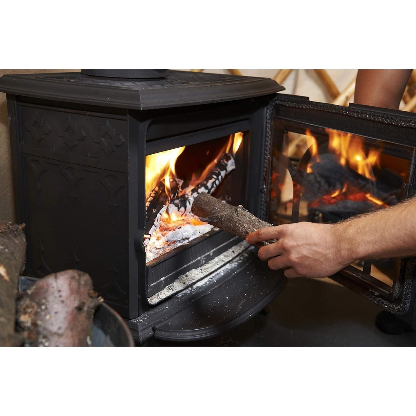 Leña para Estufas Seca de Encina Cortada en Troncos Medianos, Leña Chimenea. Astillas de Madera de Pino, Madera Seca Natural para Barbacoa, Chimenea, Caldera y Estufa