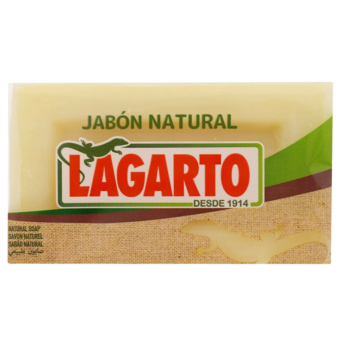 Lagarto Pastilla de Jabón Natural Multiusos, para Limpieza del Hogar y Cuidado de la Ropa, Pack de 2 Unidades de 400 g Cada Una, 800 g en total