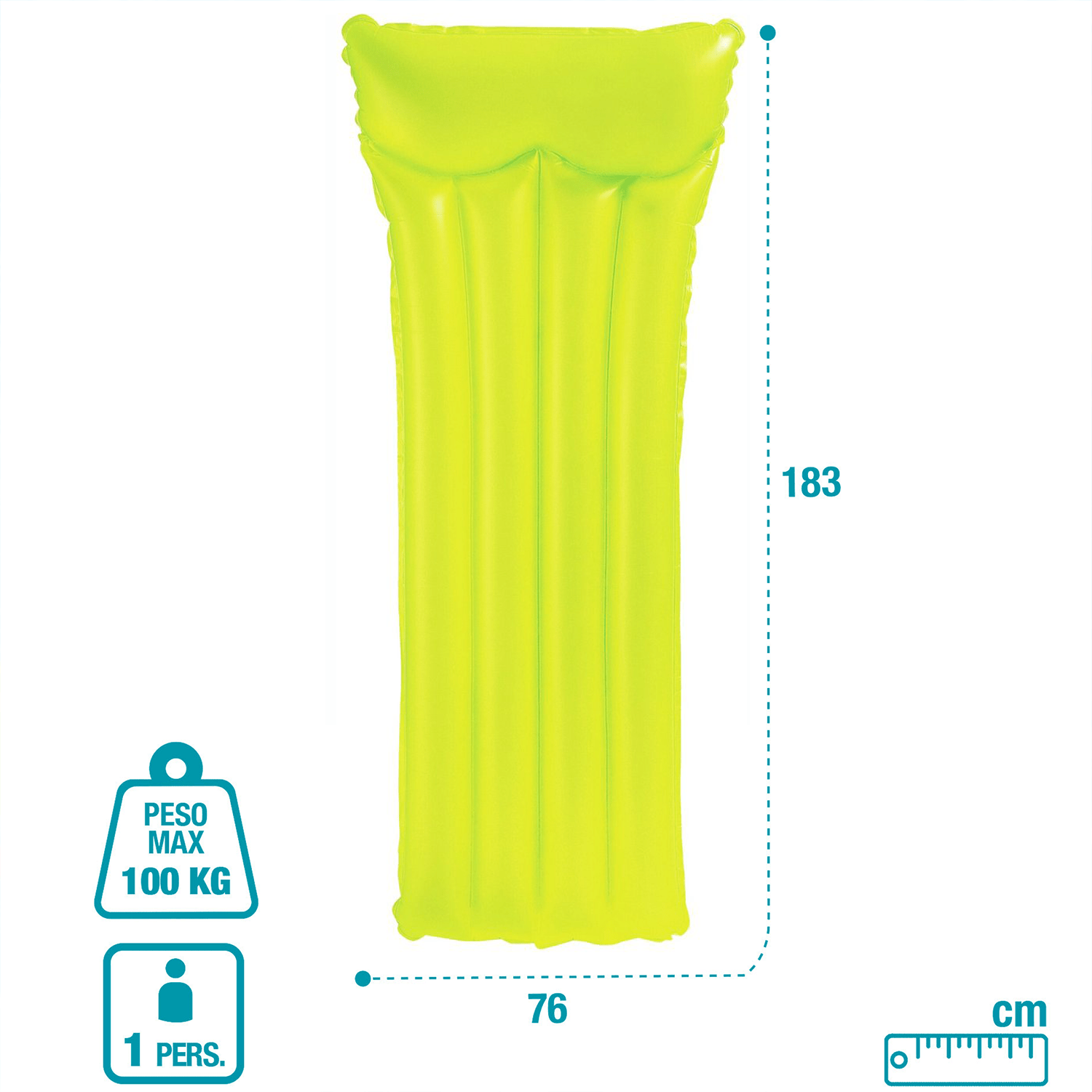 Colchoneta Hinchable Piscina de 183 x 76 cm, Con 2 Cámaras de Aire para Mayor Seguridad, Ideal para estar Tumbado, Soporta Hasta 100Kg, Incluye Kit de Parches para Reparar Pequeños Poros o Pinchazos