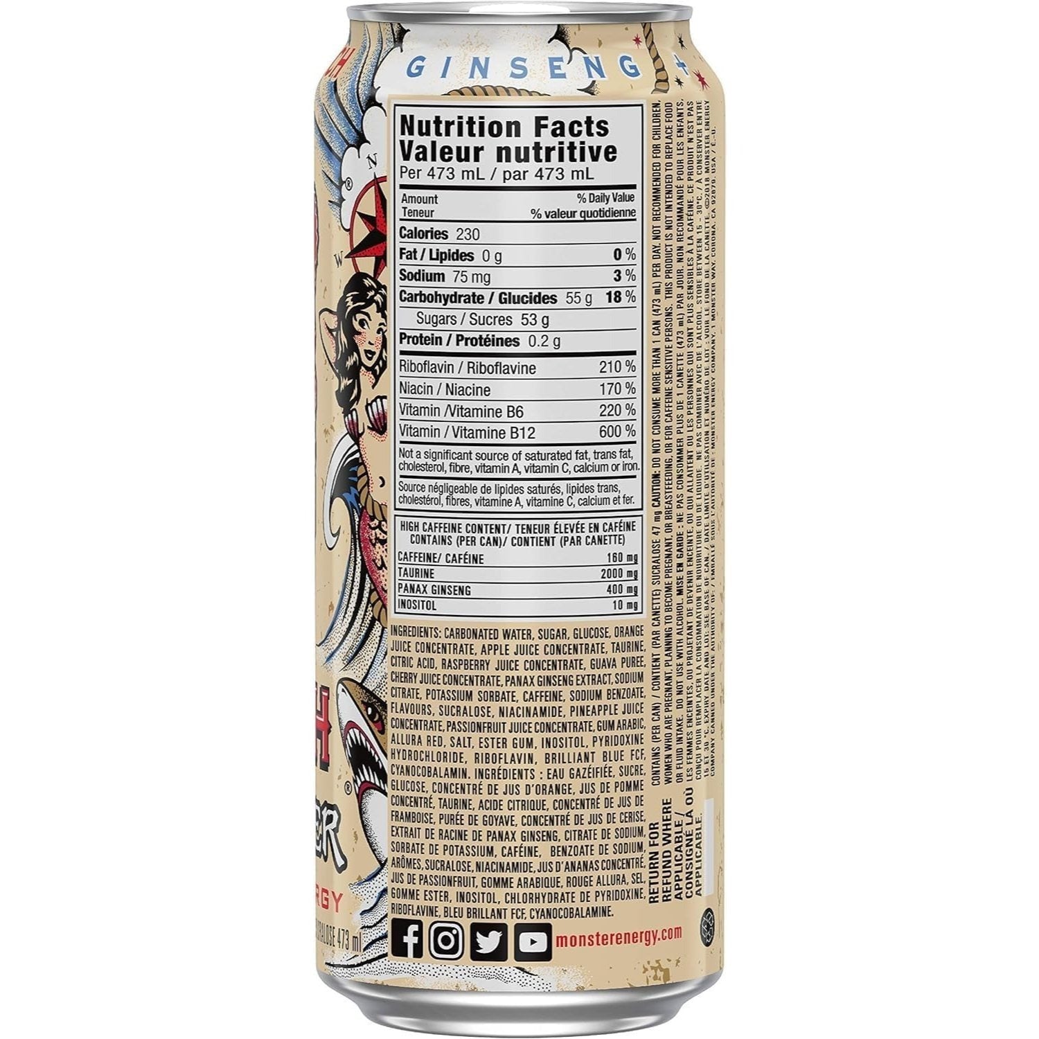 MONSTER ENERGY Bebida Energética, Refresco Energético, Pack 12/24 Latas de 500ml
