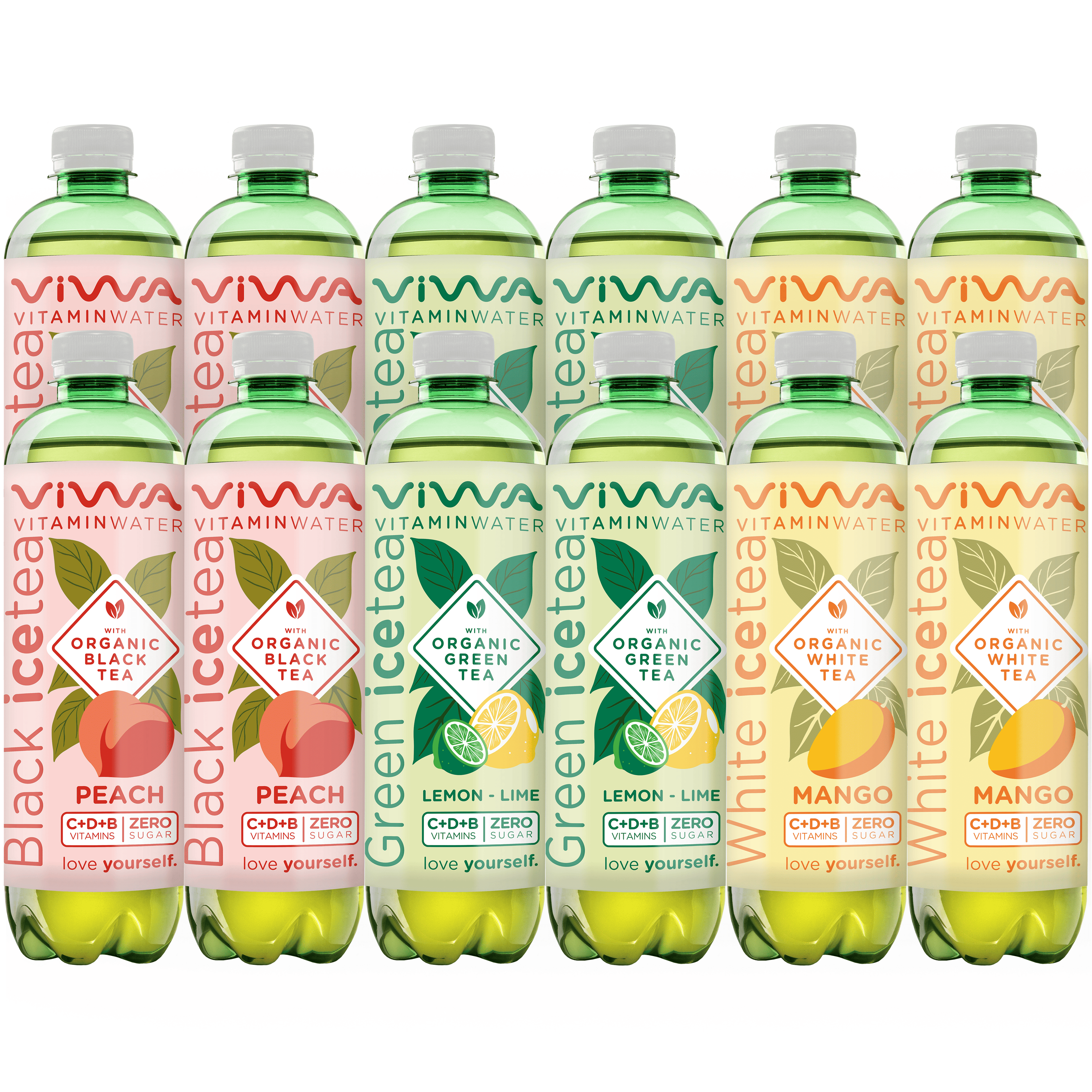 VIWA VitaminWater & Tea, Bebidas Refrescantes con Vitaminas y Minerales, 600ml, Pack de 12