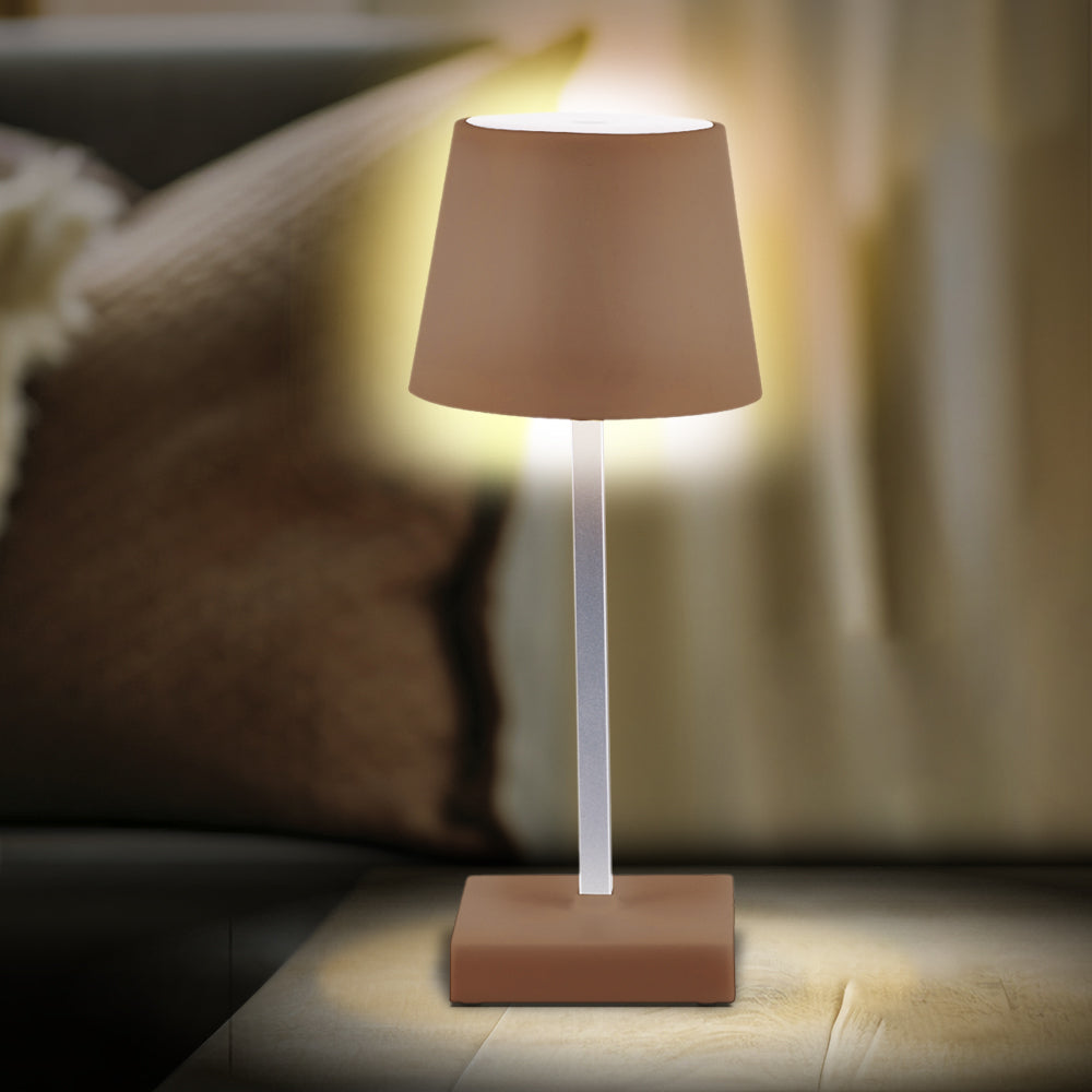 Lámpara Mesita de Noche, Lámpara con Pantalla con Interruptor Táctil, 3 Niveles de Intensidad, 60 Lúmenes, 12 Leds, Interruptor Táctil, Funciona con 3 Pilas AA (No Incl.)