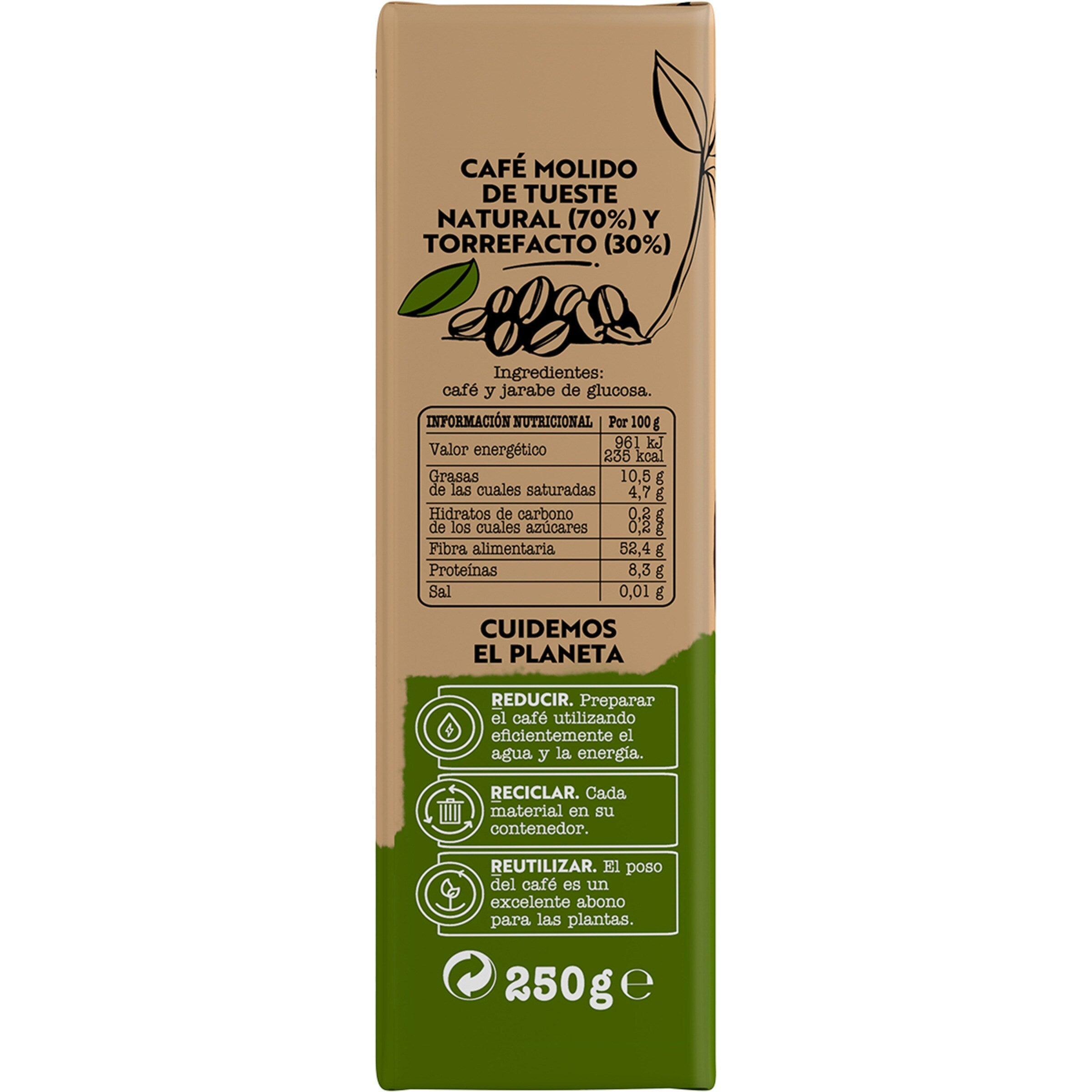 Nestlé Bonka Café Molido Mezcla de Cultivo Sostenible, Intensidad 10, Paquete de 250g