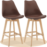 Taburete Alto Cocina con Respaldo, Asiento Blando y Tapizado, Patas Altas Resistentes de Madera de Haya con Reposapiés, Sillas Nórdicas, Ideal para Cocina, Salón, Comedor y Restaurante, 54.5 x 49.5 x 106 cm