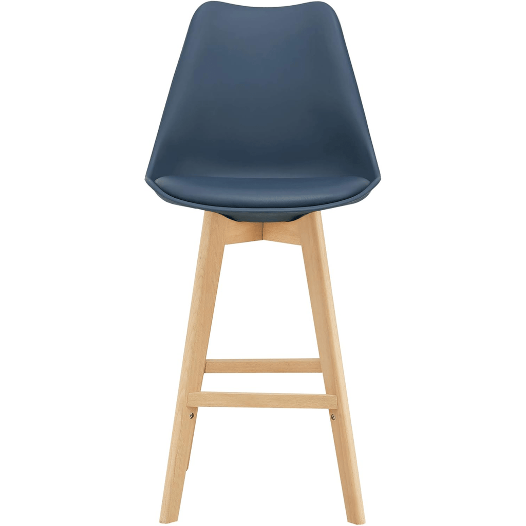 Taburete Alto Cocina con Respaldo, Asiento Blando y Tapizado, Patas Altas Resistentes de Madera de Haya con Reposapiés, Sillas Nórdicas, Ideal para Cocina, Salón, Comedor y Restaurante, 54.5 x 49.5 x 106 cm