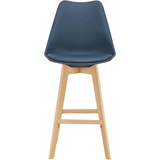 Taburete Alto Cocina con Respaldo, Asiento Blando y Tapizado, Patas Altas Resistentes de Madera de Haya con Reposapiés, Sillas Nórdicas, Ideal para Cocina, Salón, Comedor y Restaurante, 54.5 x 49.5 x 106 cm