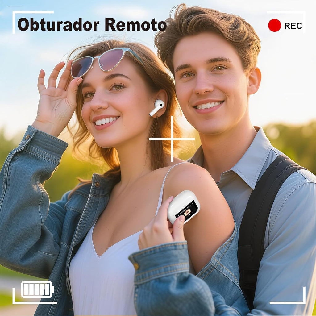 Auriculares Inalambricos de Bluetooth con Estuche de Carga, Distancia de Transmisión: 10m, 7h de Tiempo de Uso, Pantalla Táctil, Rango de Respuesta de Frecuencia: 20Hz-20KHZ, Carga USB, Capacidad de Batería de los Auriculares: 40mAh