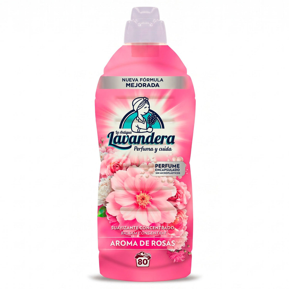 La Antigua Lavandera Suavizante para Ropa, Aroma de Rosas y Fácil Planchado, 1,76 L, 80 Lavados