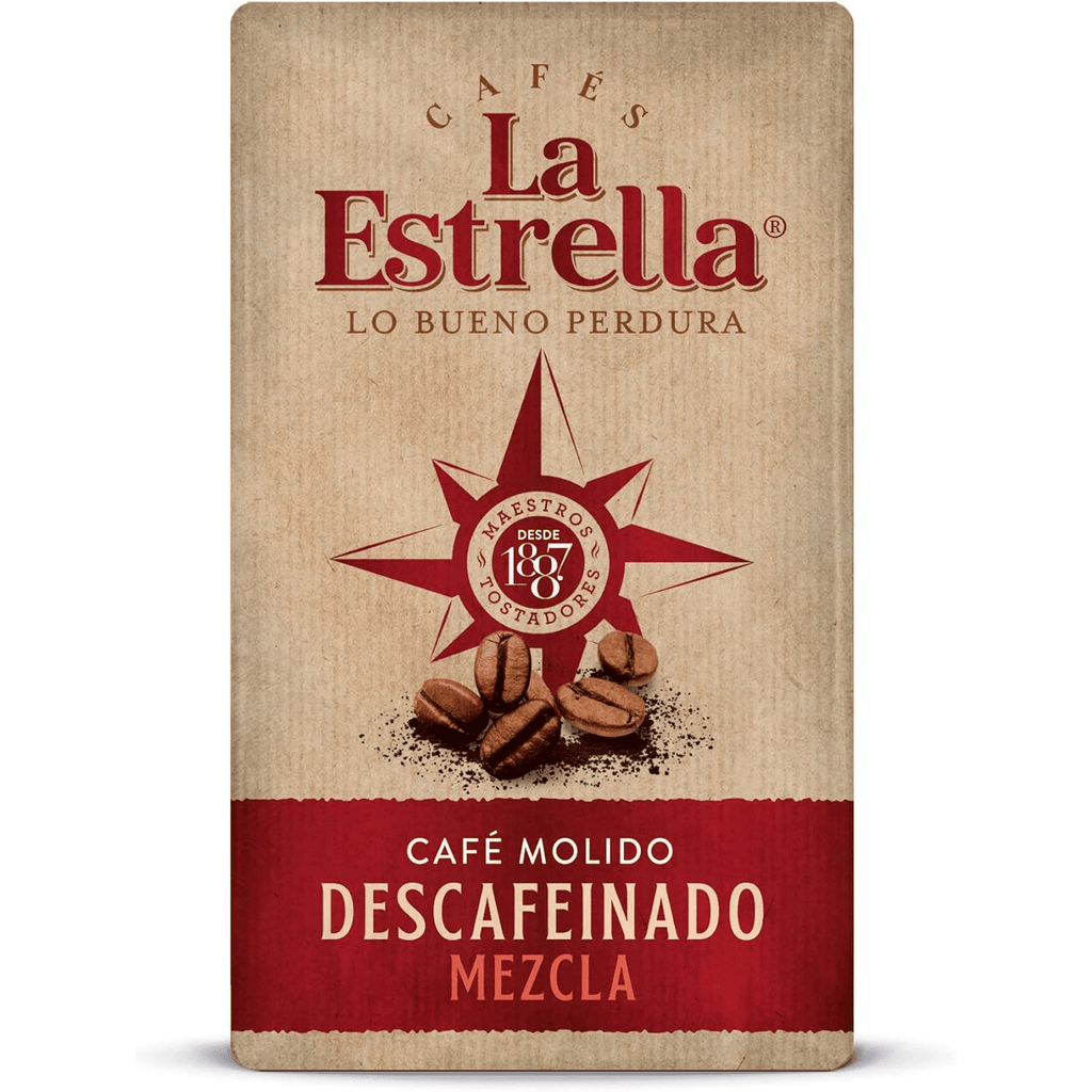 La Estrella Café Molido Descafeinado Mezcla, Paquete de 250 g