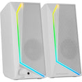Mars Gaming MS72, Altavoces Gaming 15W, Iluminación RGB Flow, 2 Drivers Activos, Chipset DSP, Conexión Plug&Play USB y Jack 3.5mm, Rueda Control de Volumen y Puerto de Audio para Auriculares, Blanco
