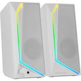 Mars Gaming MS72, Altavoces Gaming 15W, Iluminación RGB Flow, 2 Drivers Activos, Chipset DSP, Conexión Plug&Play USB y Jack 3.5mm, Rueda Control de Volumen y Puerto de Audio para Auriculares, Blanco