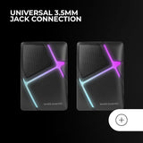 Mars Gaming MS-H, Altavoces Gaming RGB Flow, Drivers Invertidos y Sonido 3D-Surround 10W, Altavoces Compactos con Caja de Control de Volumen, Conexión Universal Jack 3.5mm, Negro