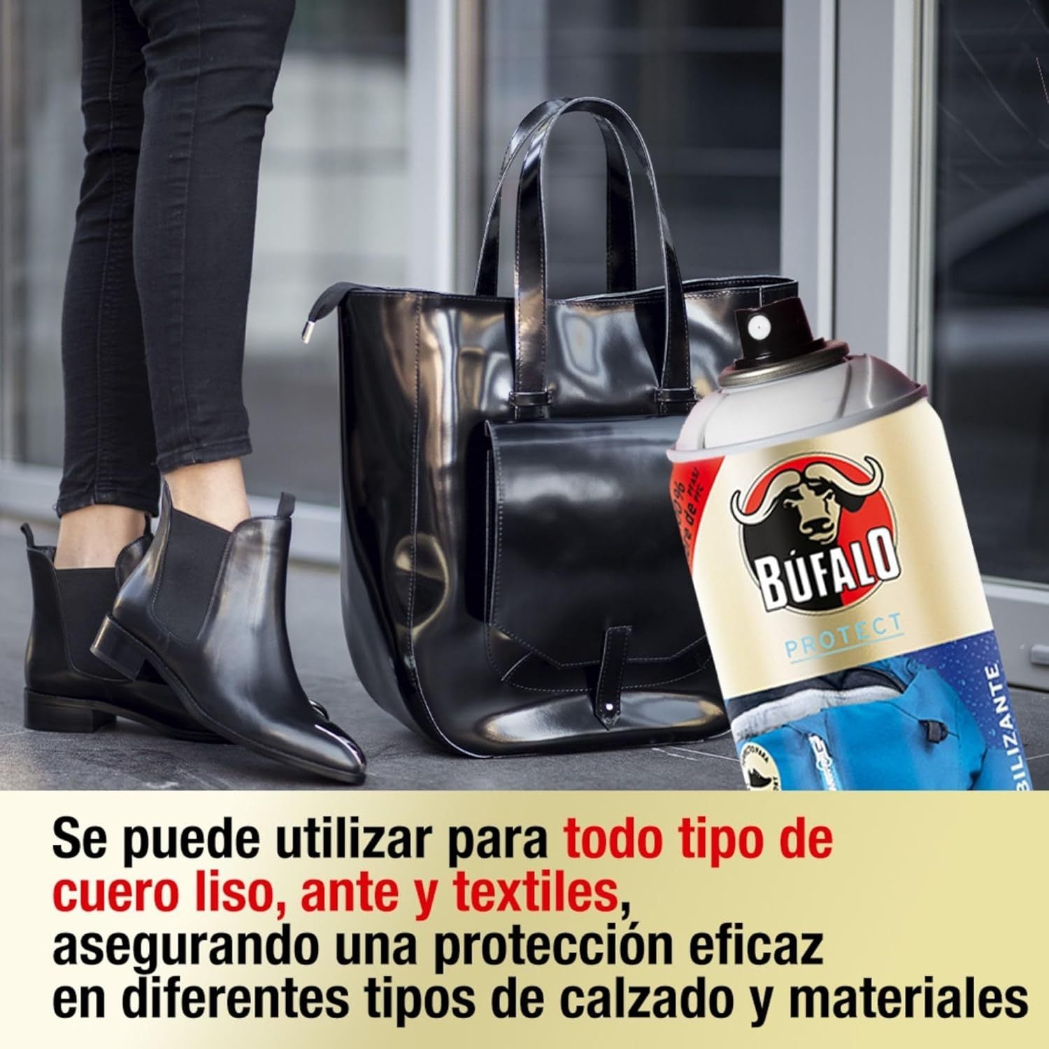 Búfalo Spray Impermeabilizante Zapatos, Spray Protector Zapatillas Transparente, 100% Repelente al Agua y a la Suciedad, Para Zapatos de Tela, Cuero y Textiles, Protector de Ante y Nobuk, 250ml