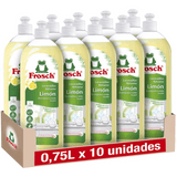 Frosch Lavavajillas Líquido, Lavavajillas Detergente a Mano con Aroma de Limón, Desengrasa y Protege la Piel, Pack de 10 Unidades de 750 ml, 7.5 L en Total