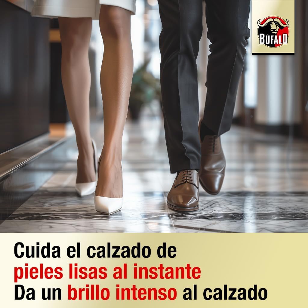 Búfalo Esponja Limpieza Zapato Autobrillante, Limpieza, Brillo y Color Inmediato, Especialmente Indicado para Calzado con Pieles Lisas, Incoloro, 70 Aplicaciones Aprox