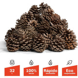 Piñas de Pino para Encendido, Secas y Grandes para Barbacoa, Chimenea, Caldera y Estufa, Piñas Decorativas Naturales, Saco de 32L