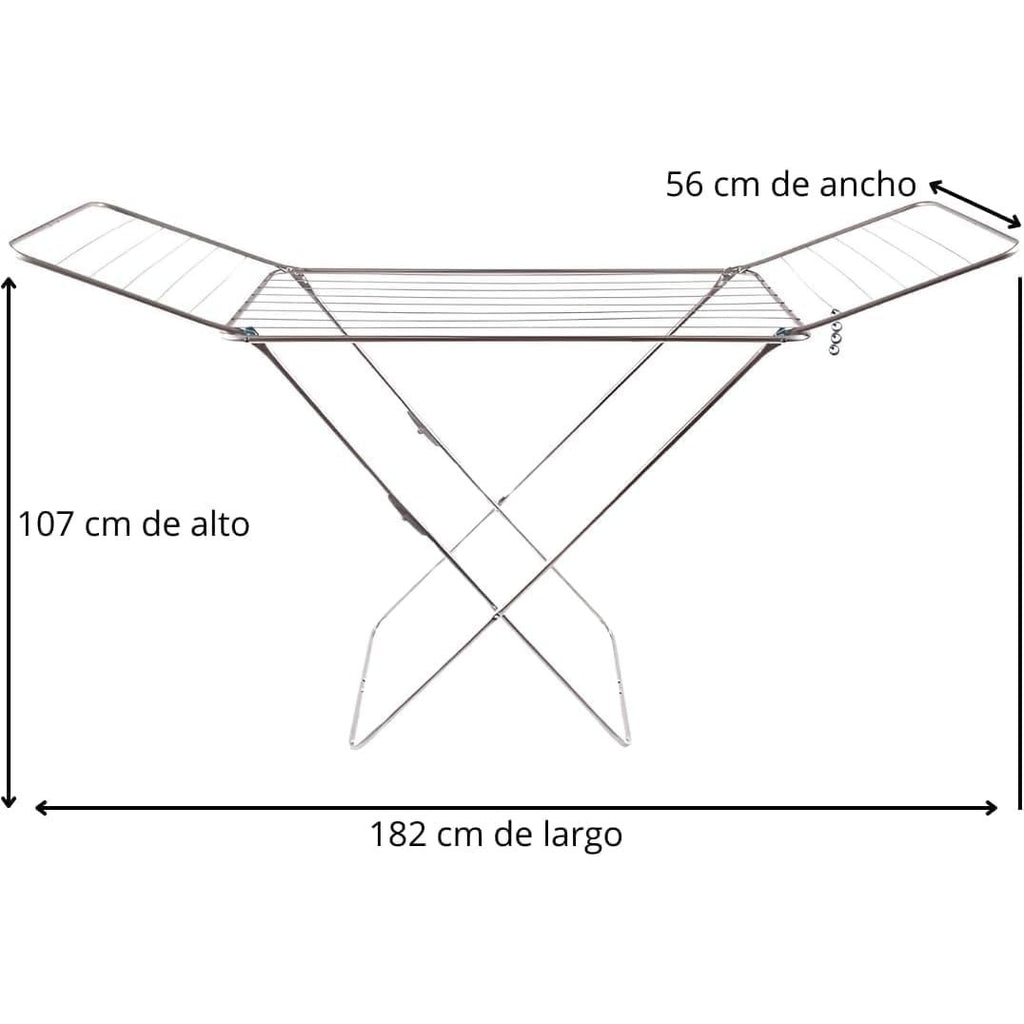 Tendedero Plegable de Metal con Alas y Estructura Ligera, 20 Metros de Superficie de Tendido, Resistente al Sol y a la Intemperie