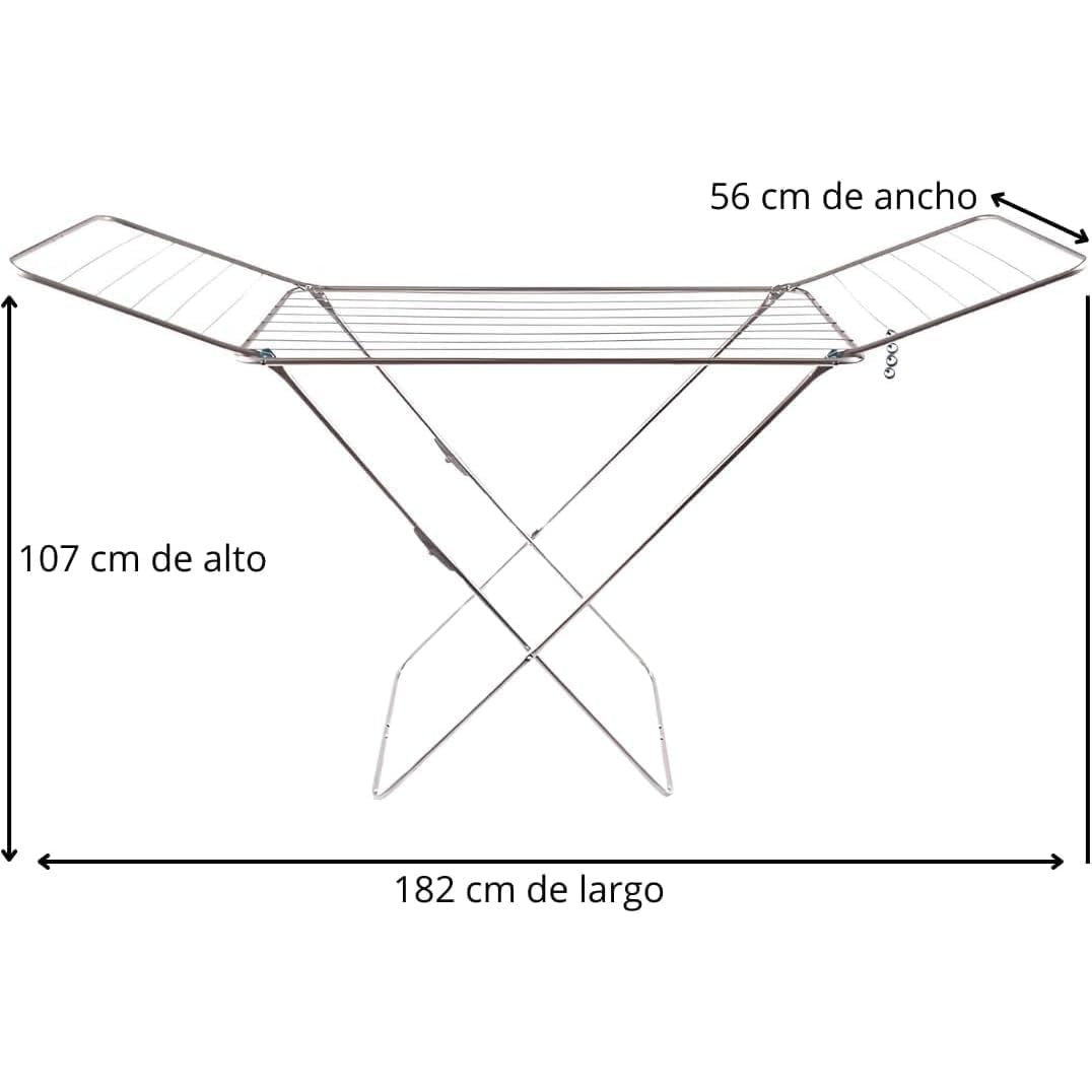 Tendedero Plegable de Metal con Alas y Estructura Ligera, 20 Metros de Superficie de Tendido, Resistente al Sol y a la Intemperie