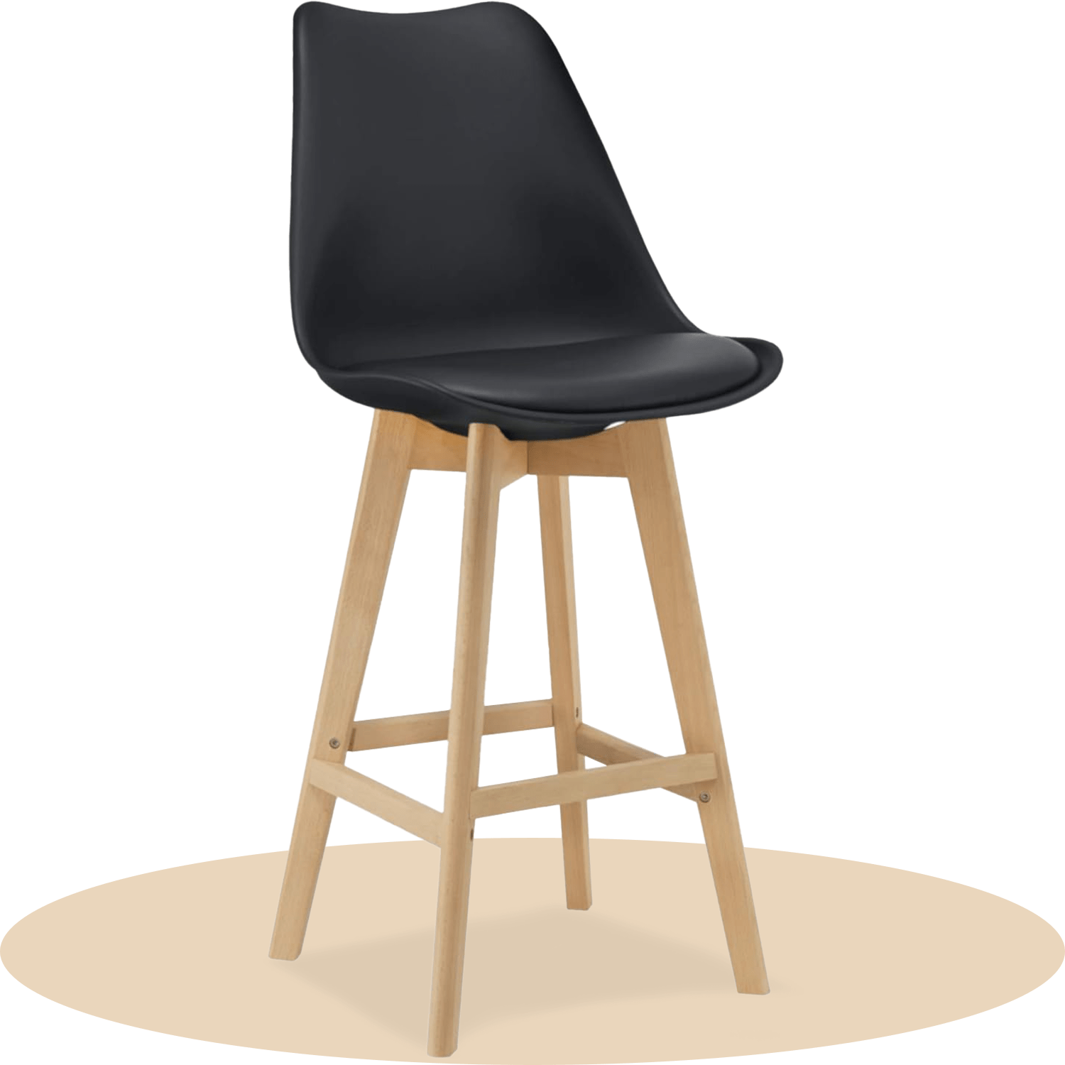 Taburete Alto Cocina con Respaldo, Asiento Blando y Tapizado, Patas Altas Resistentes de Madera de Haya con Reposapiés, Sillas Nórdicas, Ideal para Cocina, Salón, Comedor y Restaurante, 54.5 x 49.5 x 106 cm