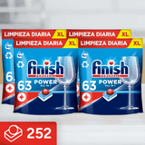 Finish Powerball Power All in 1 Pastillas Lavavajillas con potente Powerball para Eliminar las Manchas de Grasa más Difíciles, Limpieza y Brillo diario, No se necesita Prelavar