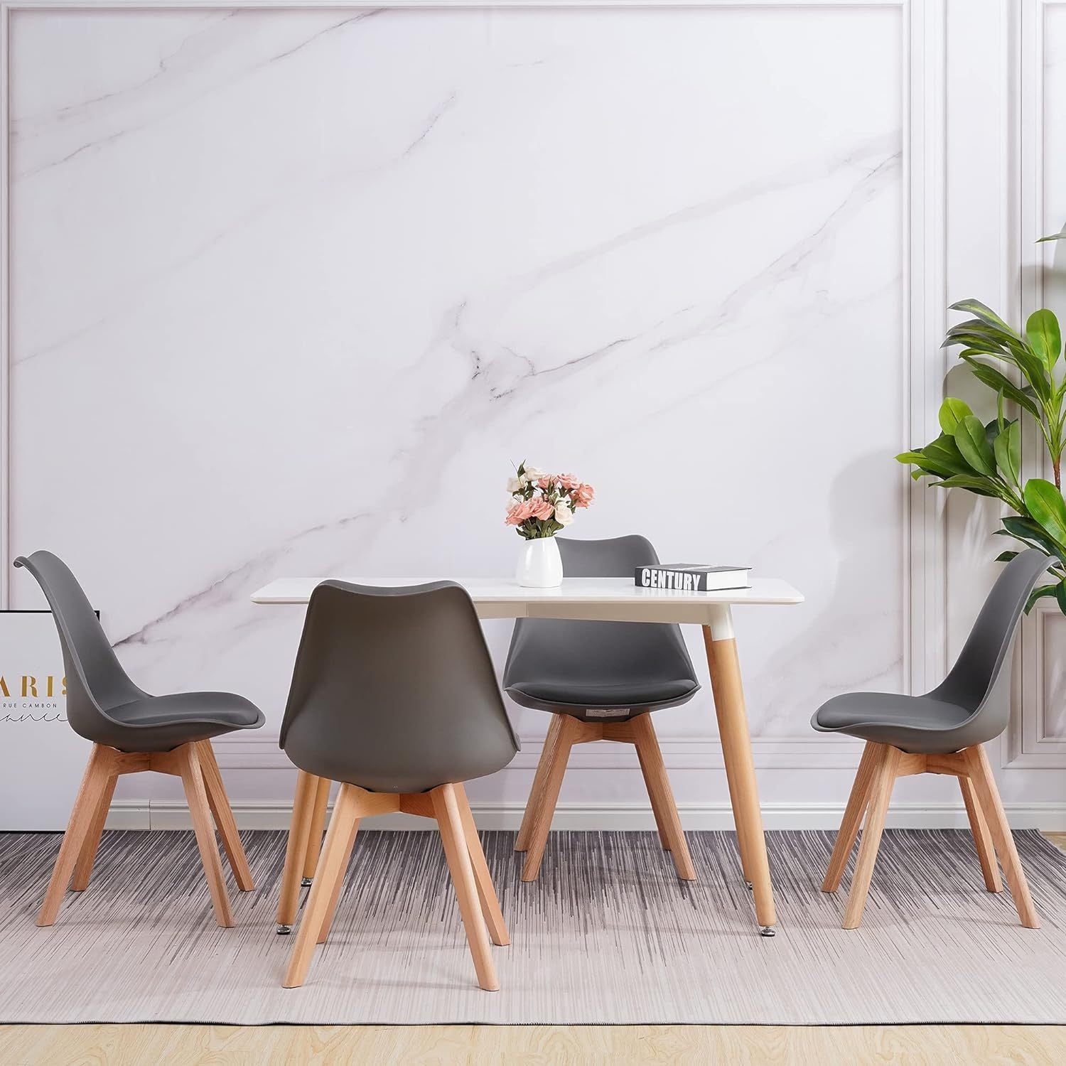 1/2/4/6 Unidad Sillas para Comedor, Sillas para Cocina con Asiento Blando, Tapizado y Patas Resistentes de Madera de Haya, Sillas Nórdicas